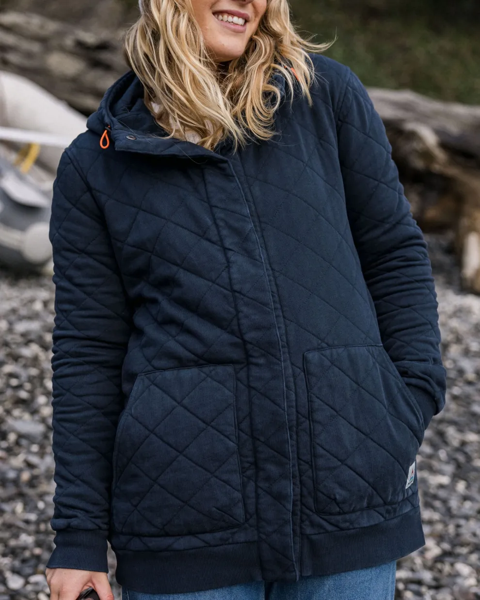 Clementine Recycled Quilted Popper Up Hoodie