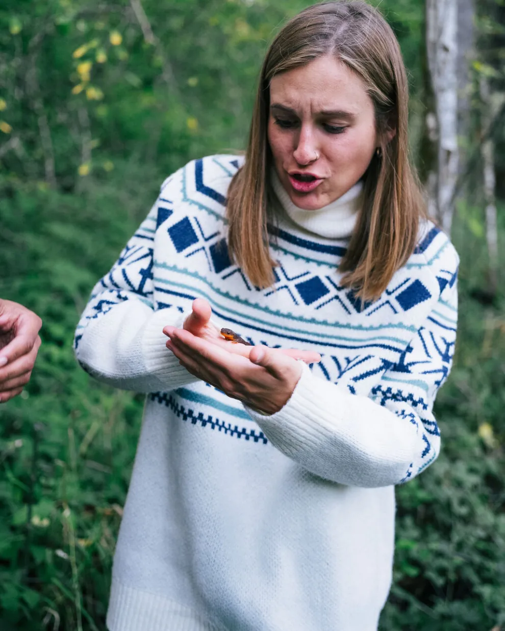 Whimsical Recycled Oversized Polo Neck Knitted Jumper