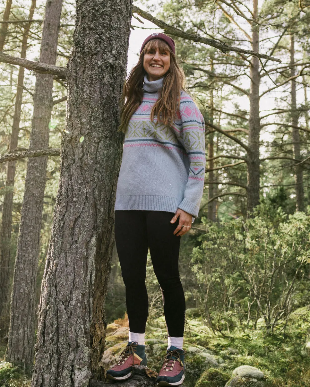 Whimsical Recycled Oversized Polo Neck Knitted Jumper