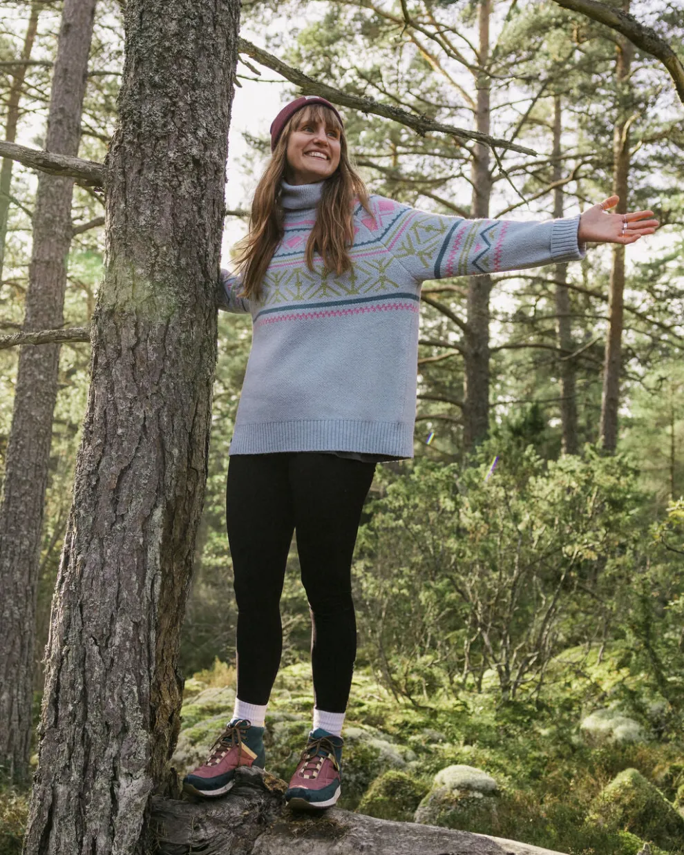 Whimsical Recycled Oversized Polo Neck Knitted Jumper